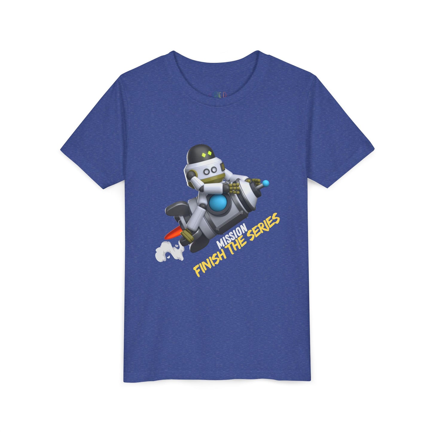 Youth Mission: Finish the Series Tee – Rocket-Bot Gear for Young Book Bingers, Blast through every chapter with determination and style!