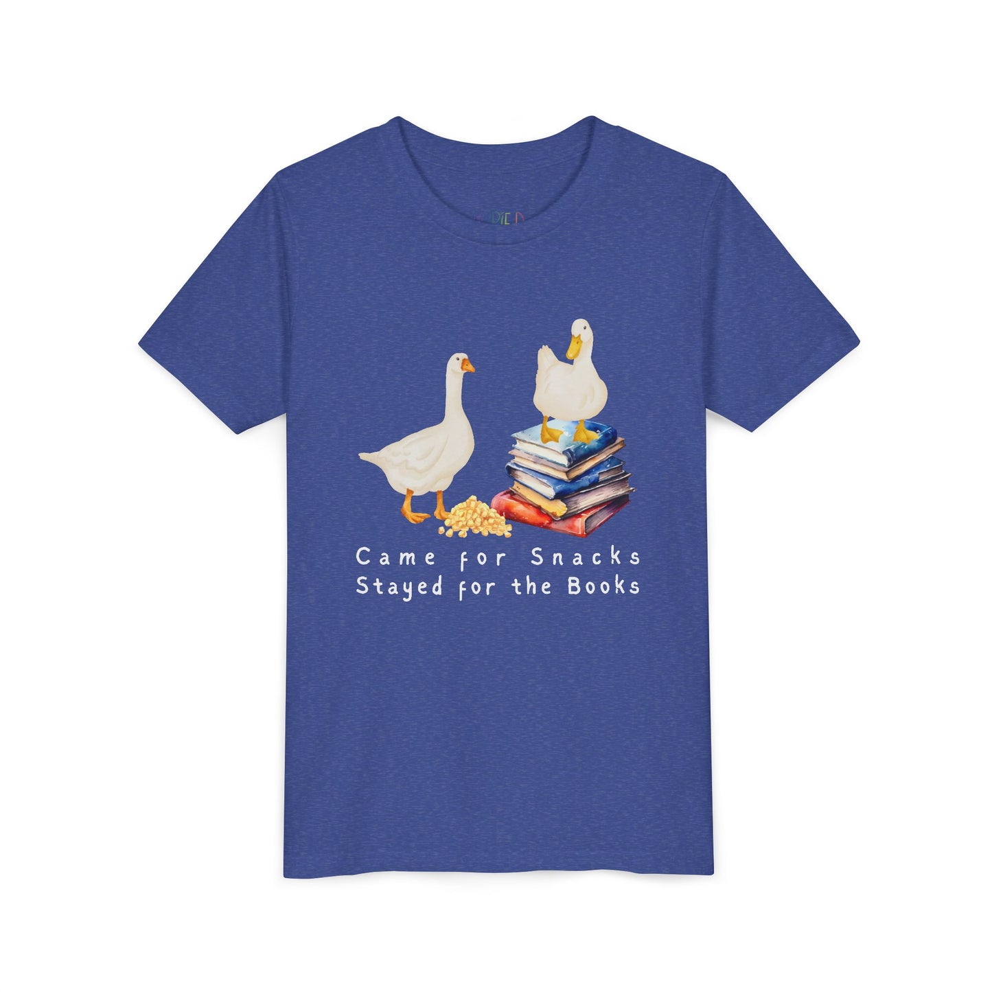 Youth Came for Snacks, Stayed for the Books Tee – Funny Duck Shirt for Hungry Little Readers