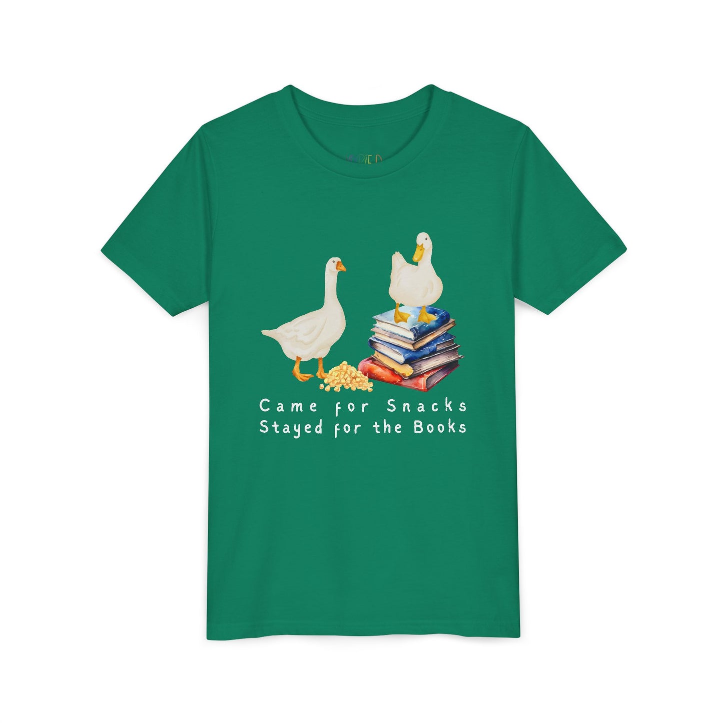 Youth Came for Snacks, Stayed for the Books Tee – Funny Duck Shirt for Hungry Little Readers