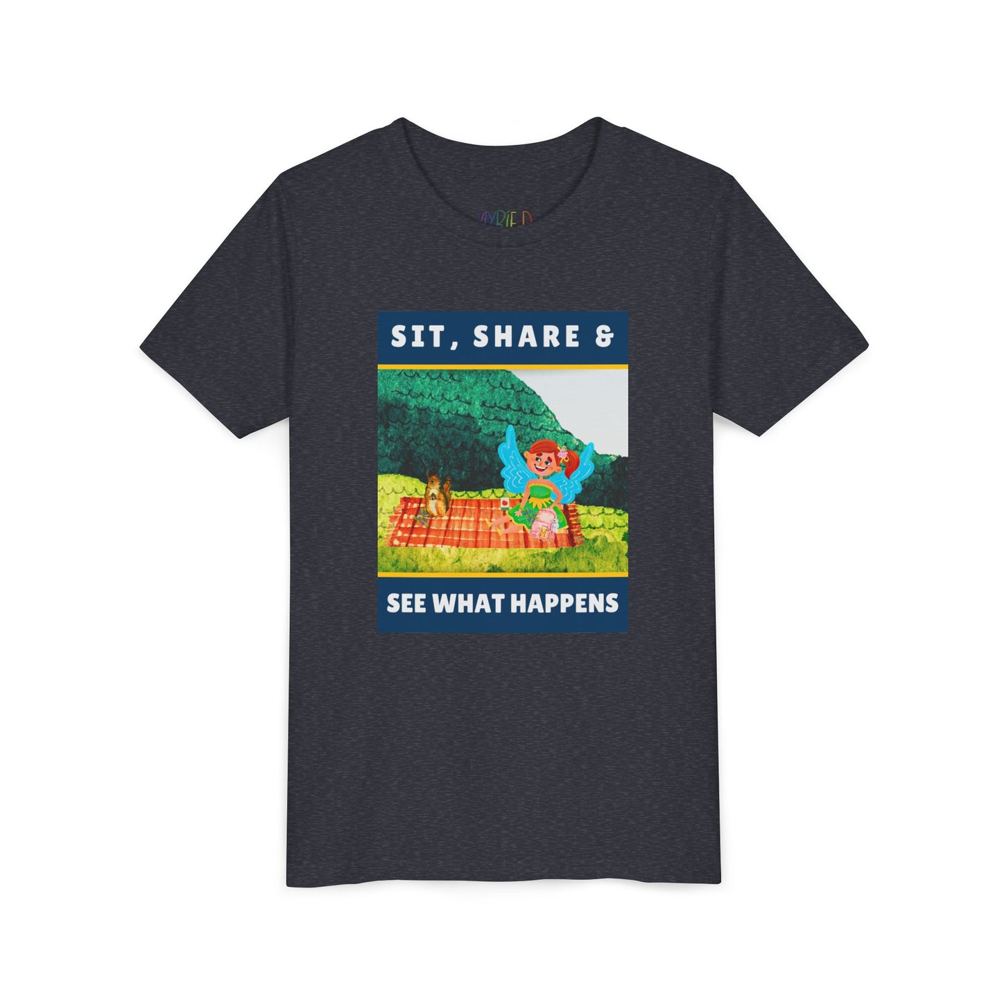 Youth Sit, Share & See What Happens Tee – Wholesome T-Shirt for Kind-Hearted Kids, Nature Lovers & Budding Friends