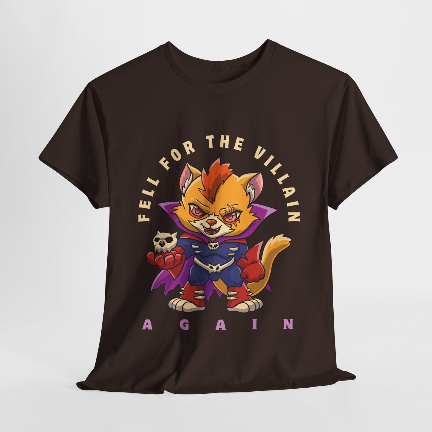 Teen/Adult Unisex “Fell for the Villain Again” Tee – Purrfectly Evil Book Crush Shirt