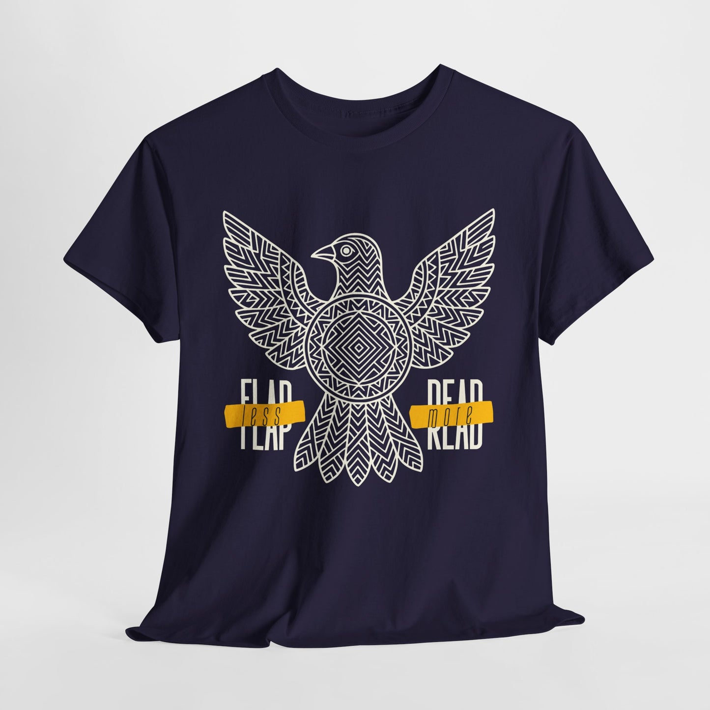 Teen/Adult Unisex – Flap Less Read More Tee – Geometric Bird Book Shirt