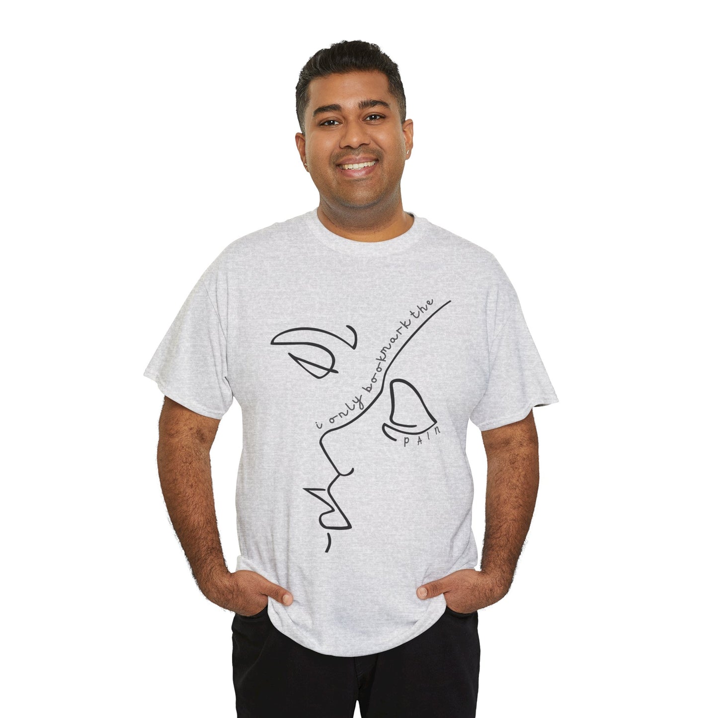 Teen/Adult Unisex Tee â€“ I Only Bookmark the Pain (Minimalist Face Edition)