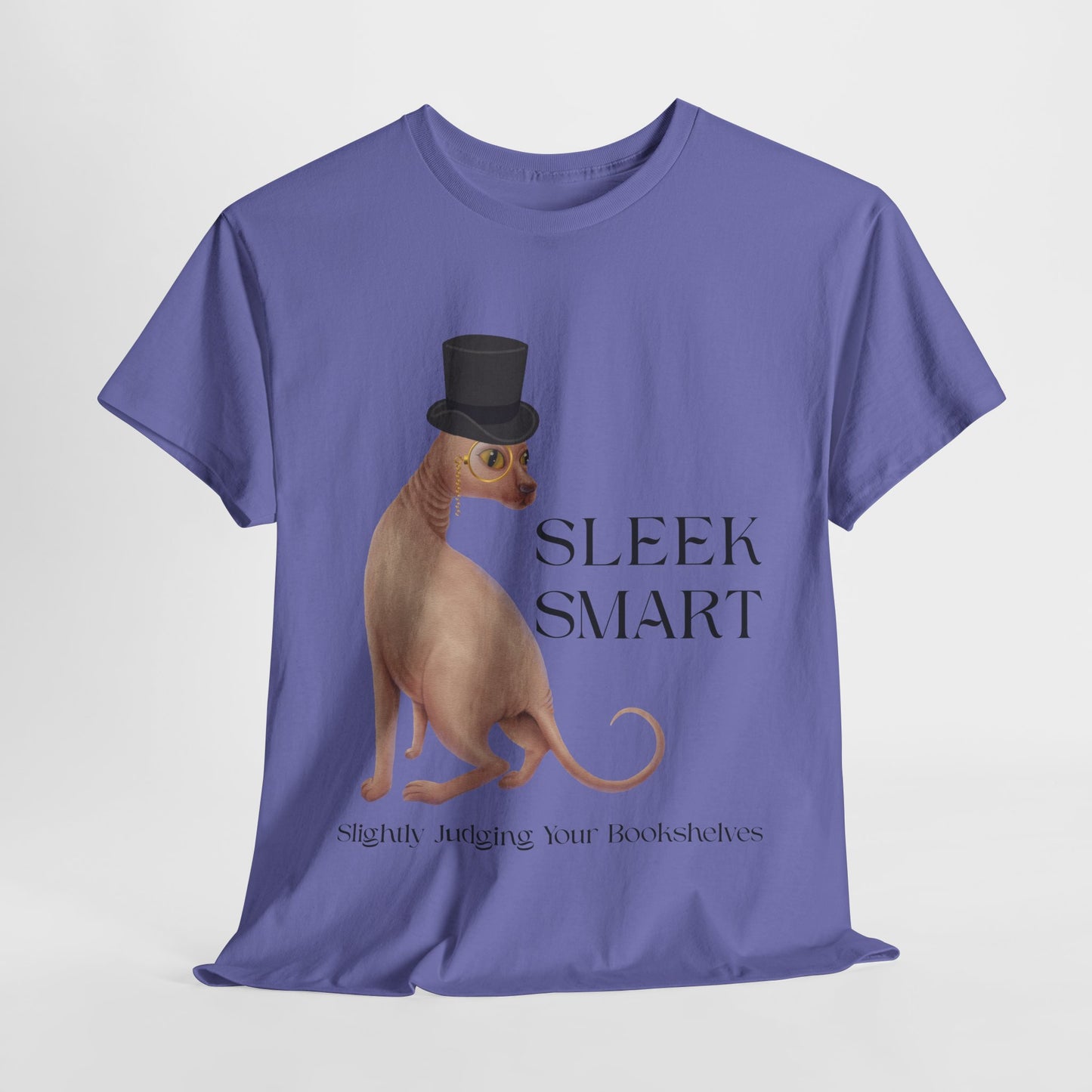 Teen/Adult Unisex Sleek Smart Tee – For Bookish Minds with Feline Taste