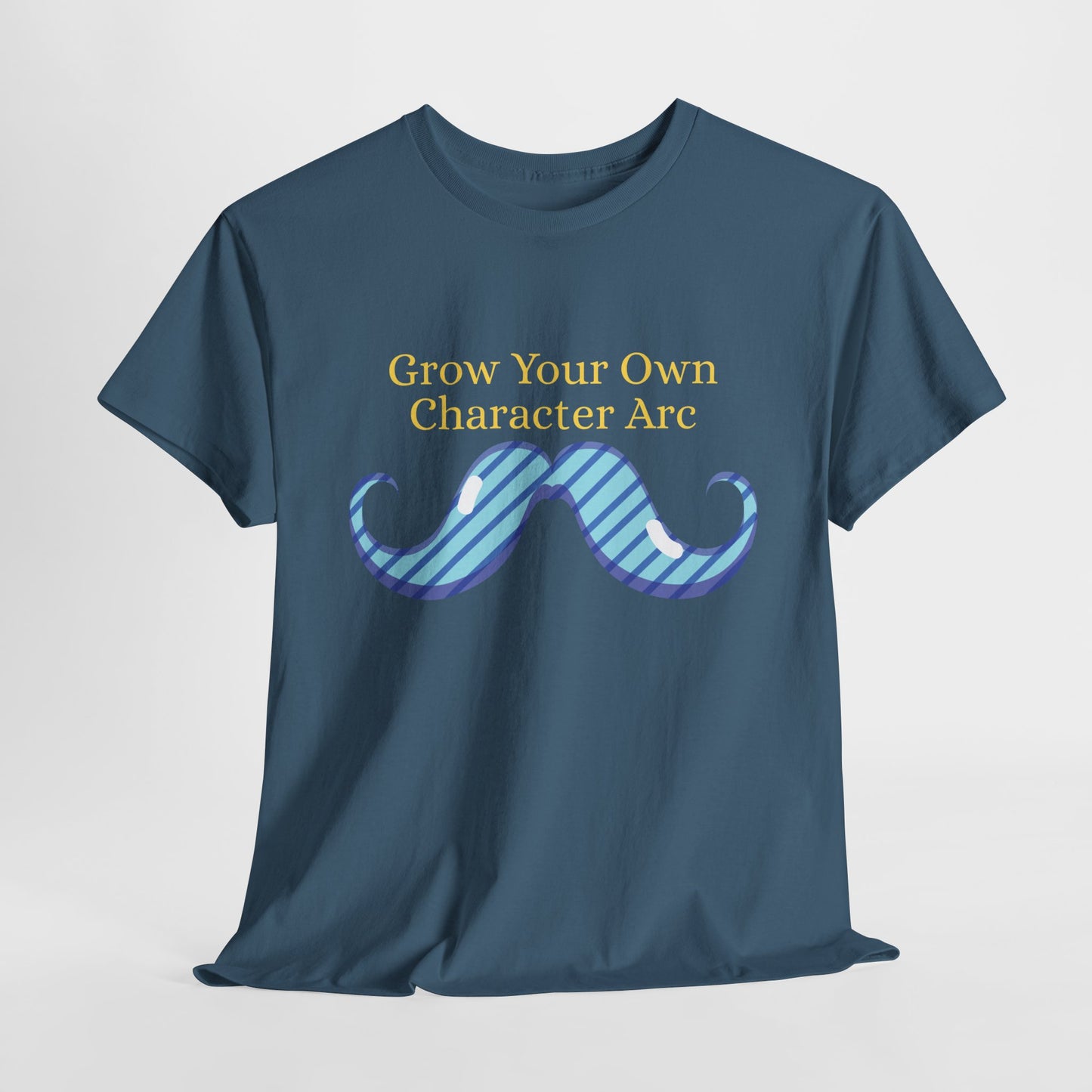 Teen/Adult Unisex Grow Your Own Character Arc Tee – Punny Pick for Writers, Readers & Mustache Enthusiasts