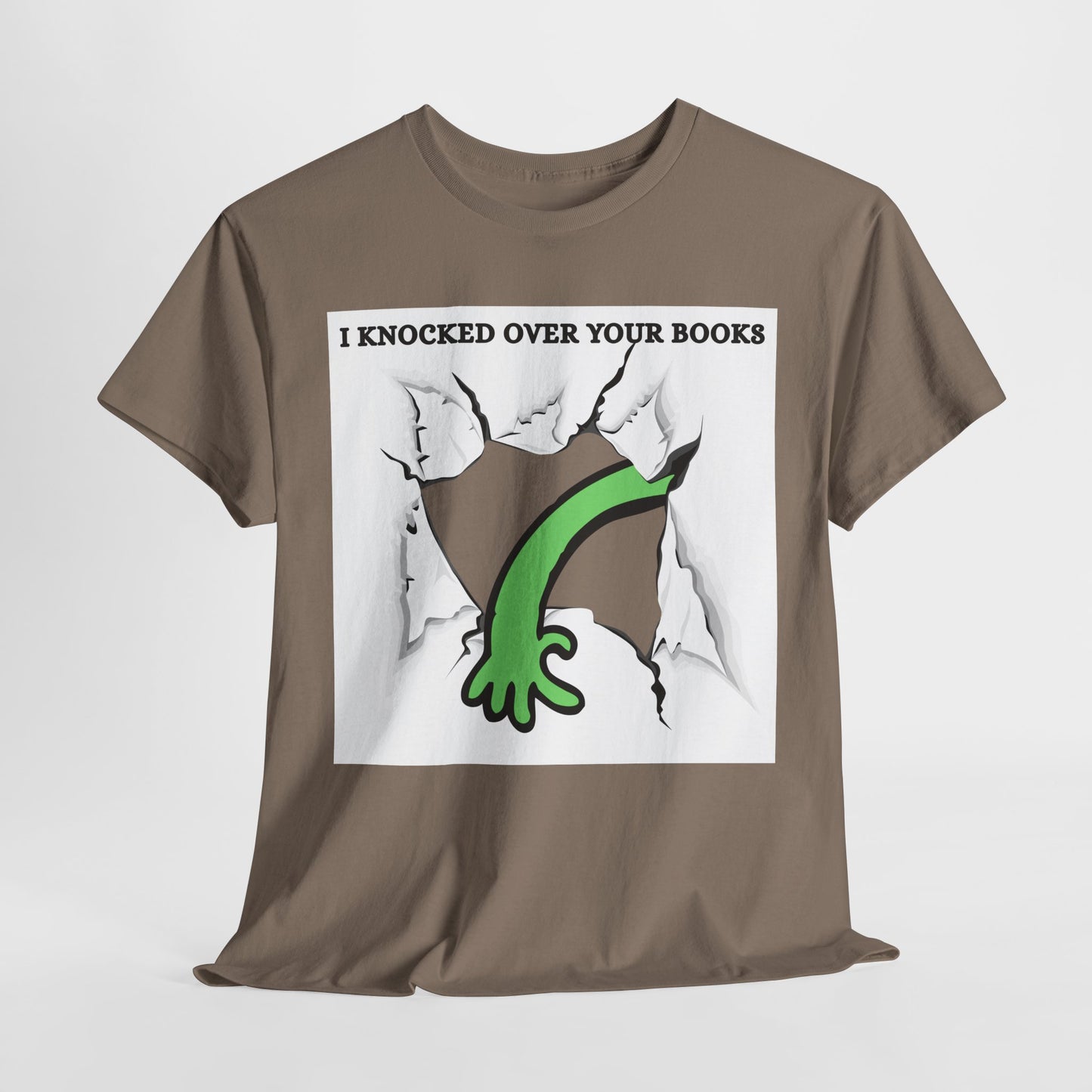 Teen/Adult Unisex Oops! Alien Mayhem Tee – Bookstack Toppler Extraordinaire