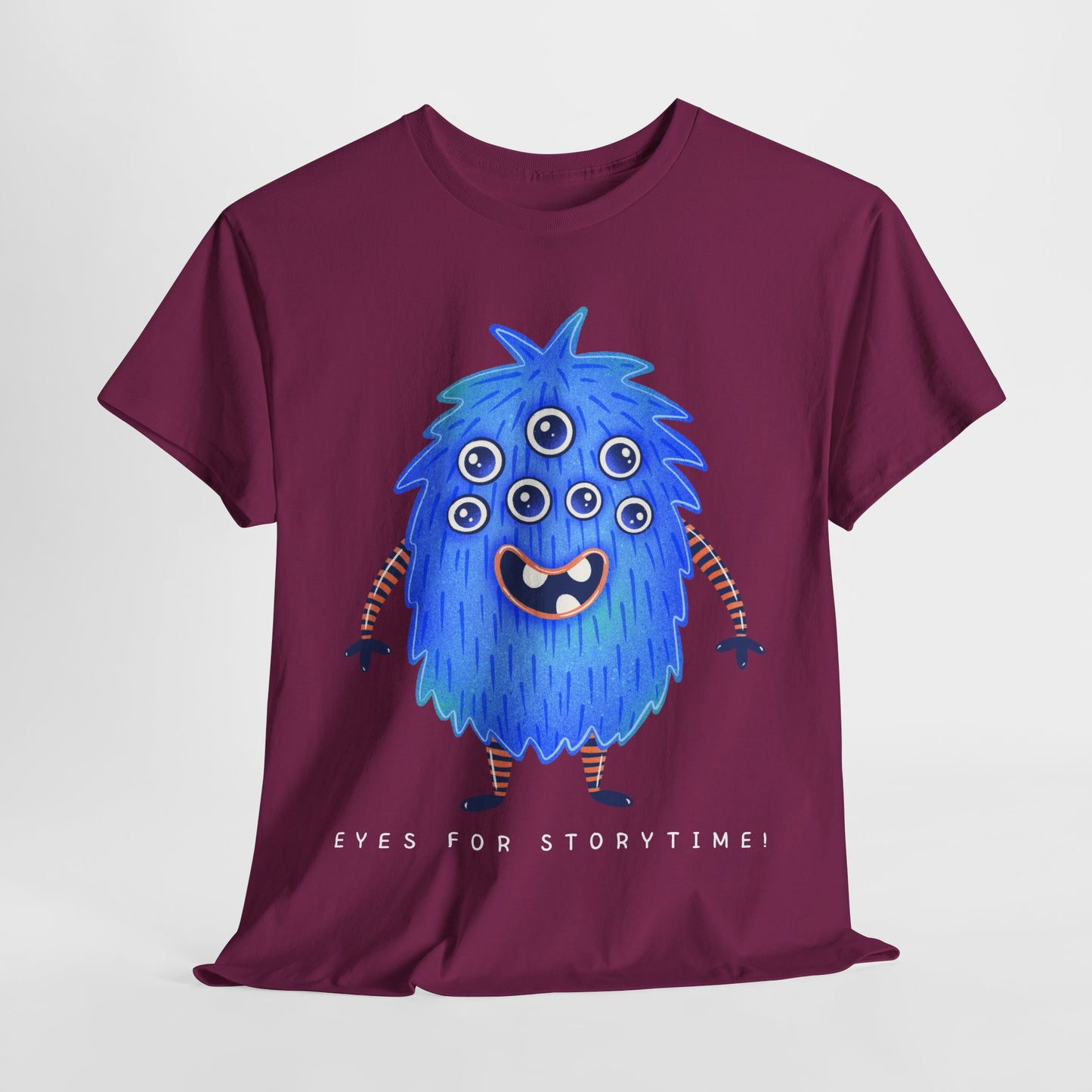 Teen/Adult Unisex “Eyes for Storytime!” Tee – Funny Multi-Eyed Monster Shirt for Readers, Teachers & Lit Lovers