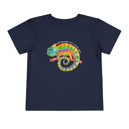 Toddler Reading Mode Chameleon Tee – Vibrant Book Lover Shirt for Kids