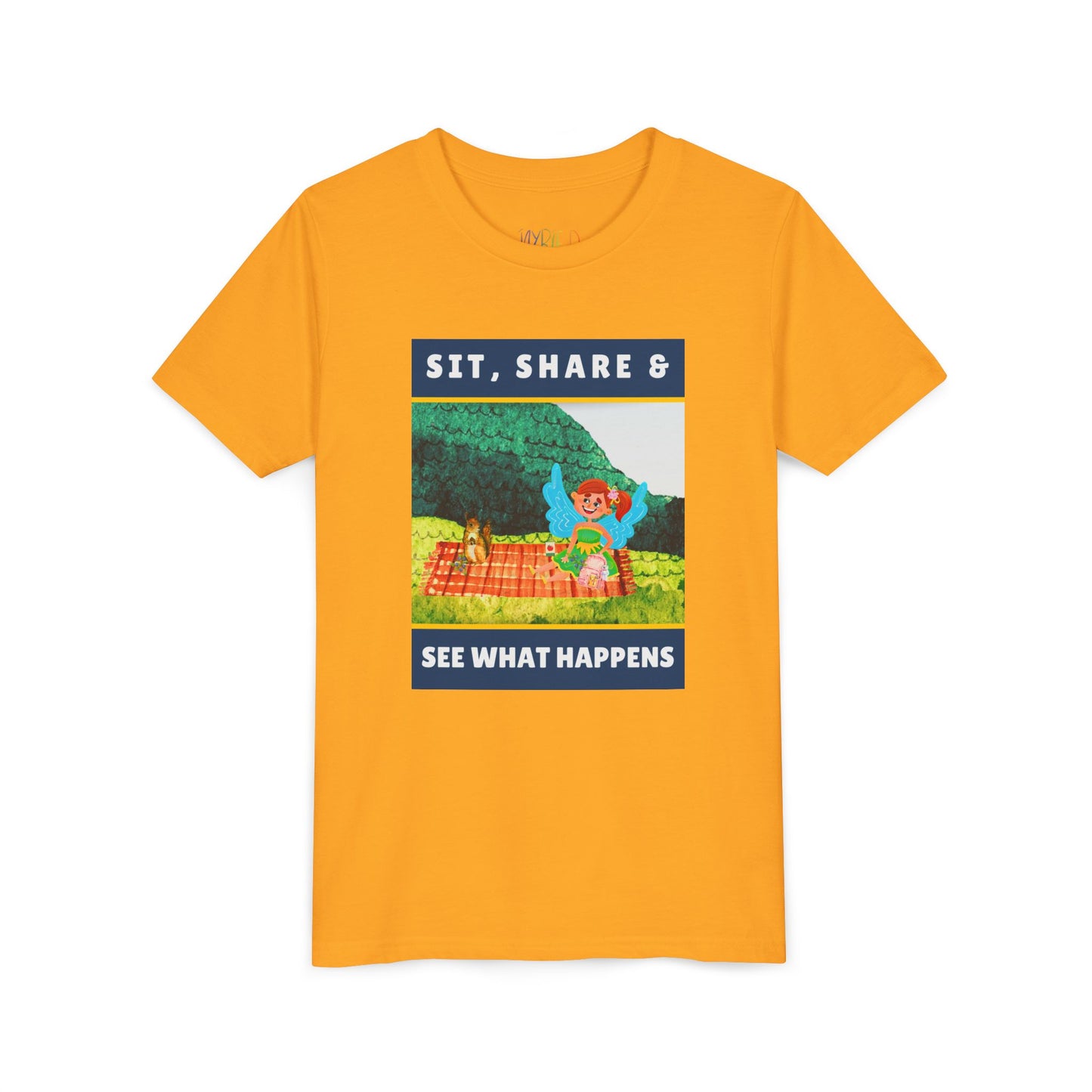 Youth Sit, Share & See What Happens Tee – Wholesome T-Shirt for Kind-Hearted Kids, Nature Lovers & Budding Friends