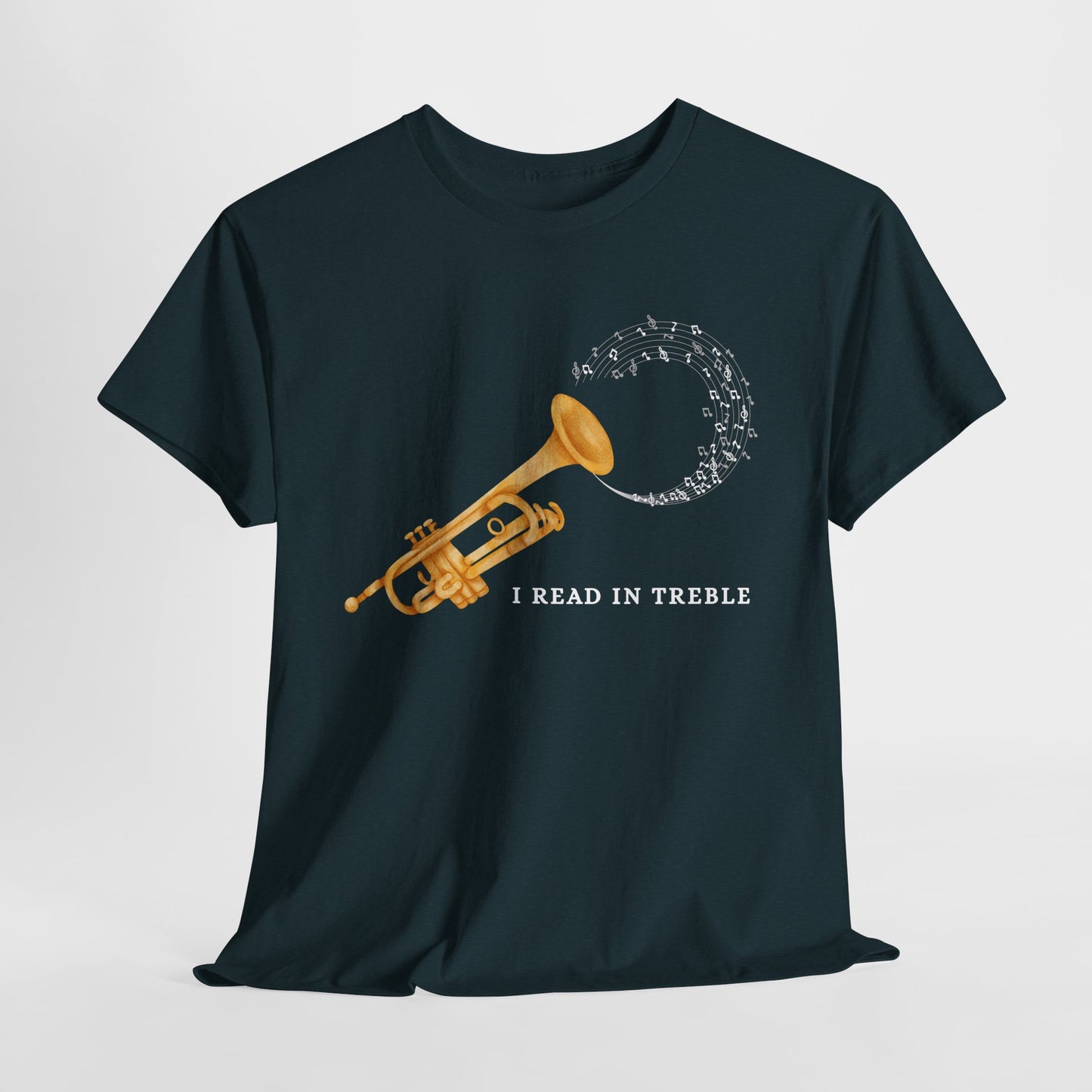 Teen/Adult Unisex I Read in Treble Tee – A Punny Pick for Music & Book Lovers