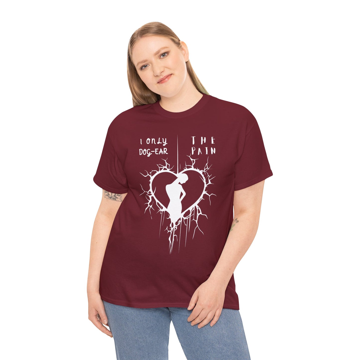 Teen/Adult Unisex Tee, I Only Dog-Ear the Pain (Broken Heart Edition)