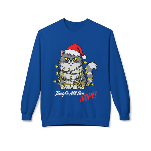Teen/Adult Unisex Jingle All the Nope Cat Sweatshirt Printify