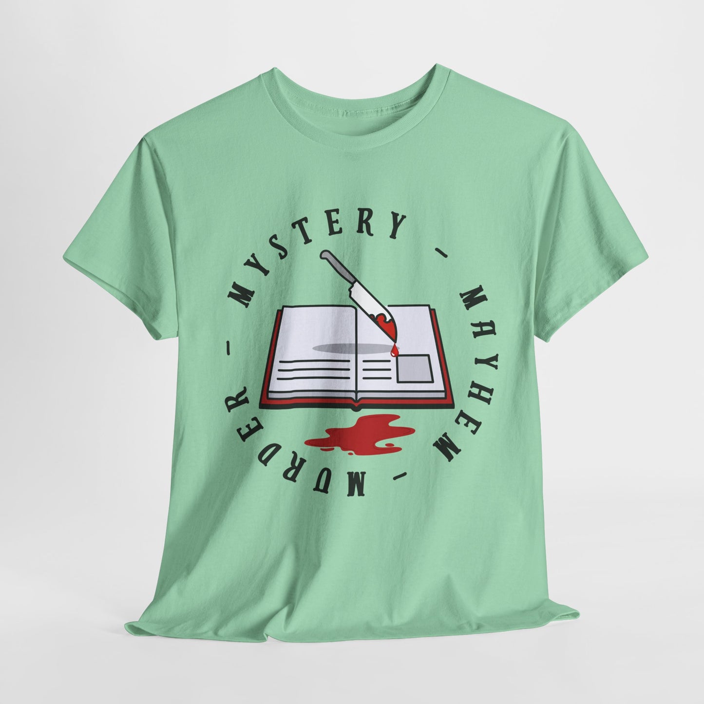 Teen/Adult Unisex Mystery Mayhem Murder T-Shirt – Crime Thriller Reader Tee