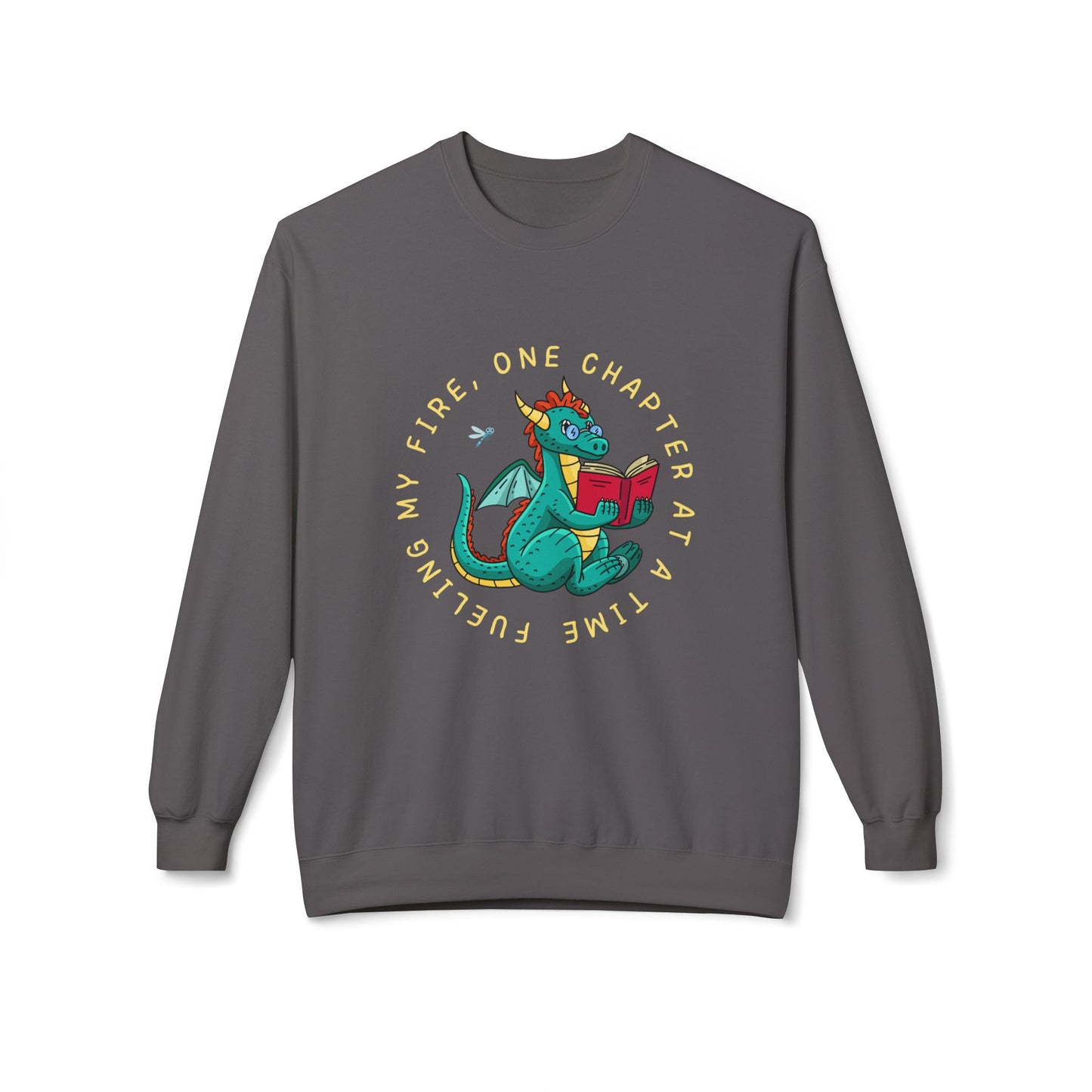 Teen/Adult Unisex Fueling My Fire Dragon Reading Sweatshirt