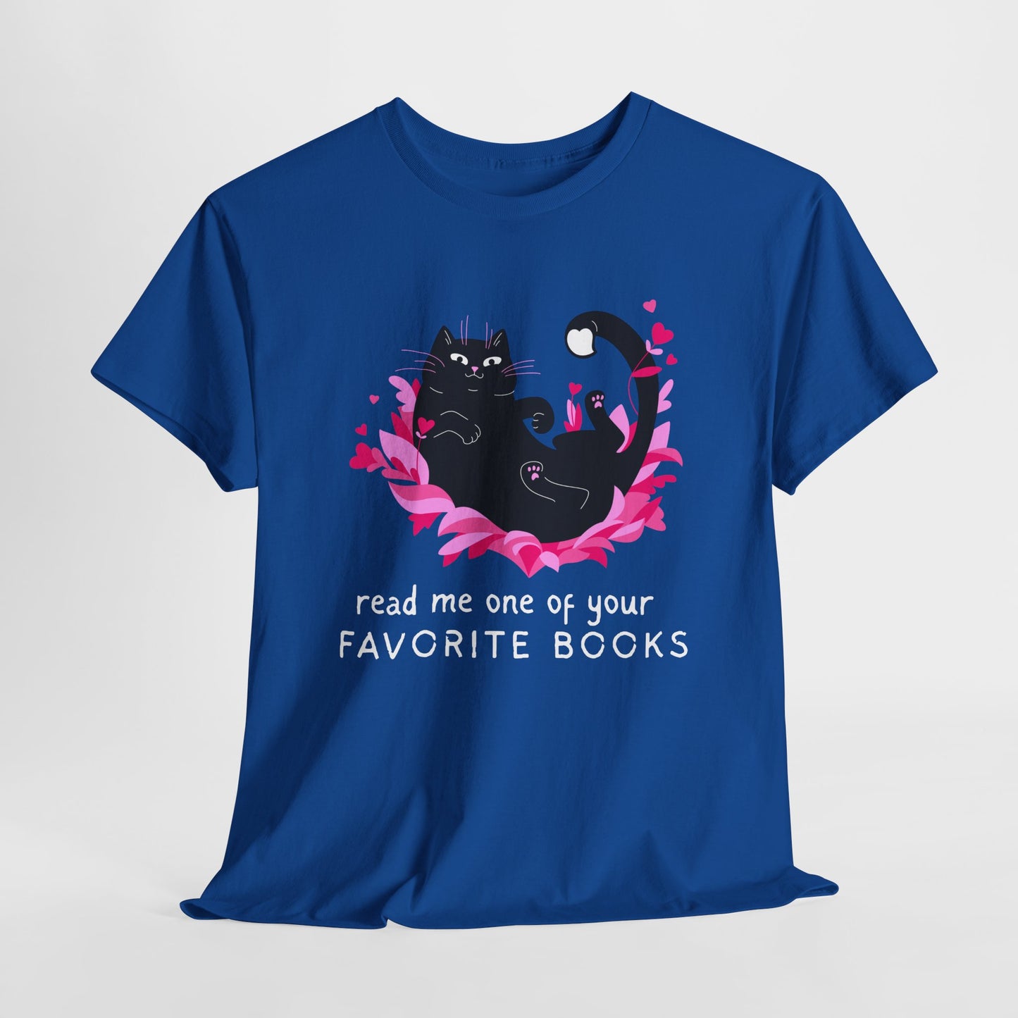 Teen/Adult Unisex Favorite Books Cat Tee – For Stories Best Shared