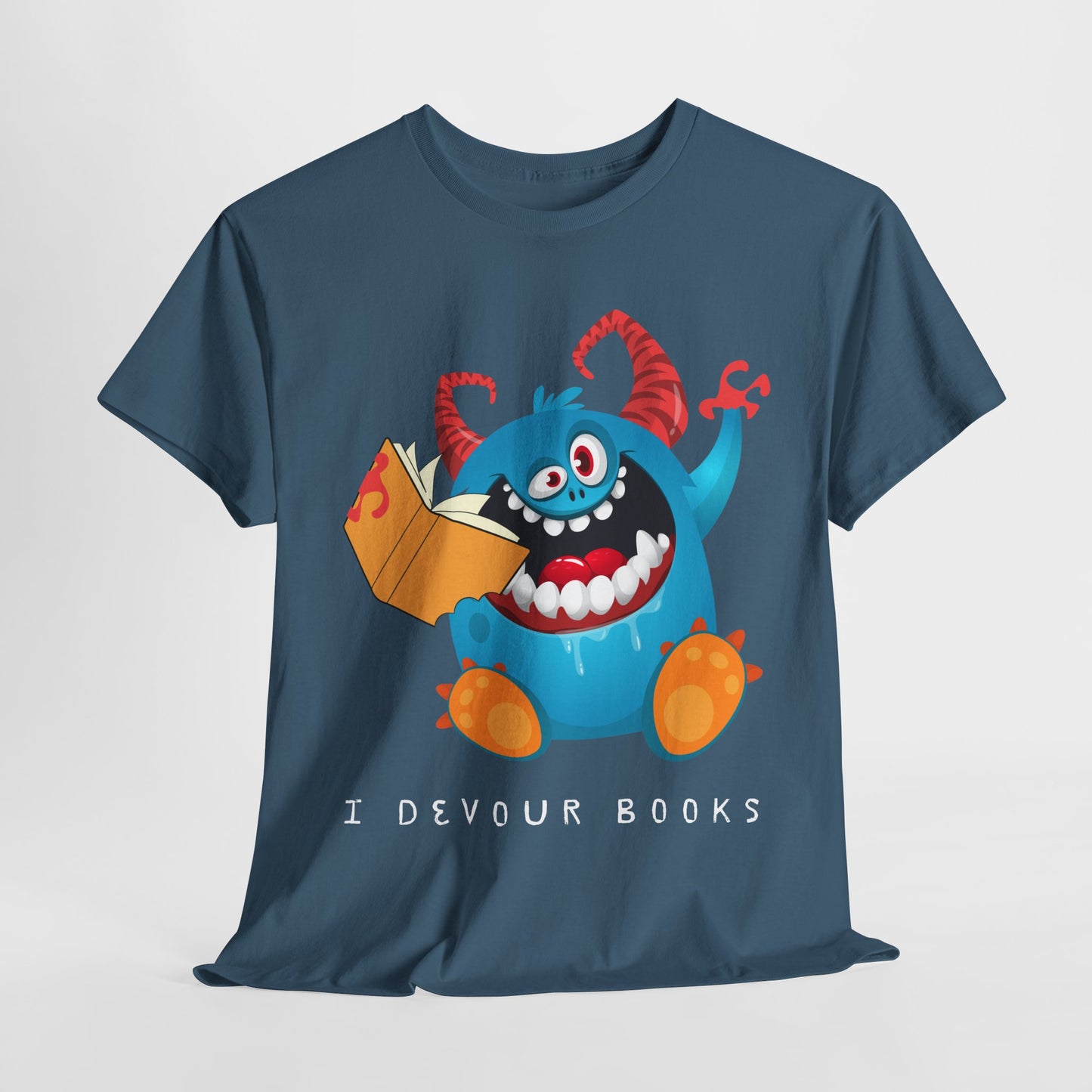 Teen/Adult Unisex “I Devour Books” Tee – Funny Gift for Voracious Readers & Lit Lovers
