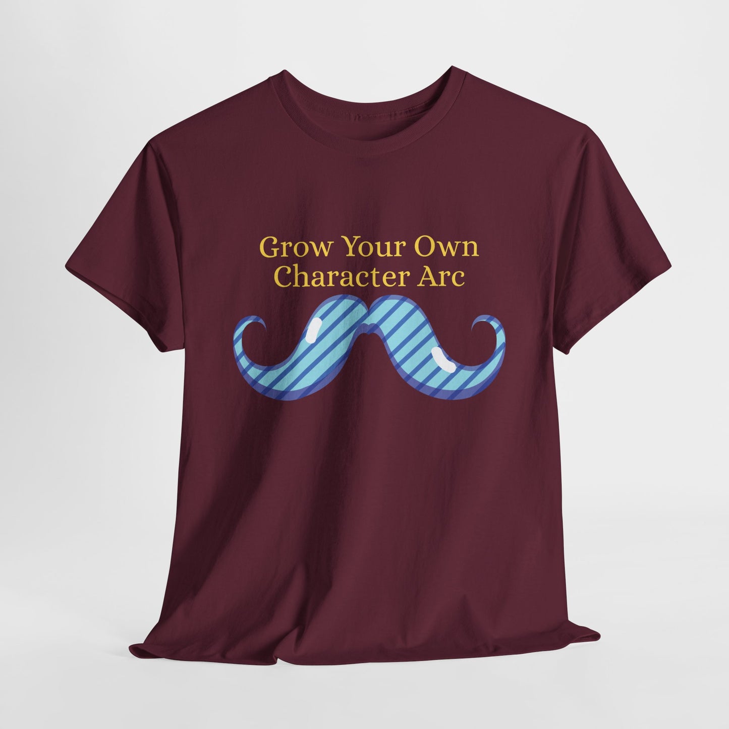 Teen/Adult Unisex Grow Your Own Character Arc Tee – Punny Pick for Writers, Readers & Mustache Enthusiasts