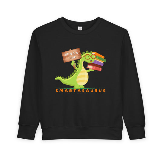 Toddler Smartasaurus Sweatshirt – Funny Dinosaur Reading Crewneck for Clever Little Learners
