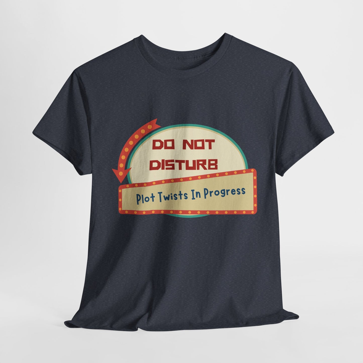 Teen/Adult Unisex Do Not Disturb – Plot Twists in Progress Tee – Reader Humor with a Retro Twist