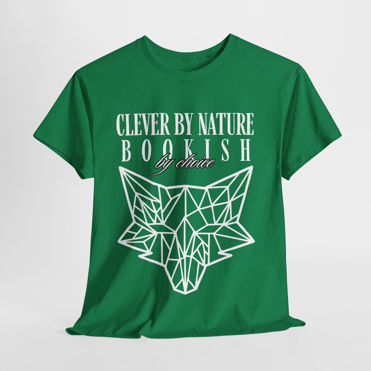 Teen/Adult Unisex – Clever by Nature Tee – Geometric Fox Design for Bookish Minds