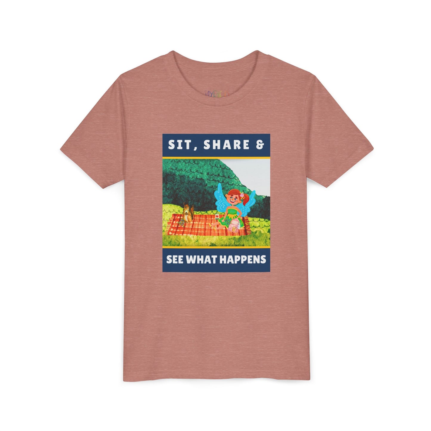 Youth Sit, Share & See What Happens Tee – Wholesome T-Shirt for Kind-Hearted Kids, Nature Lovers & Budding Friends