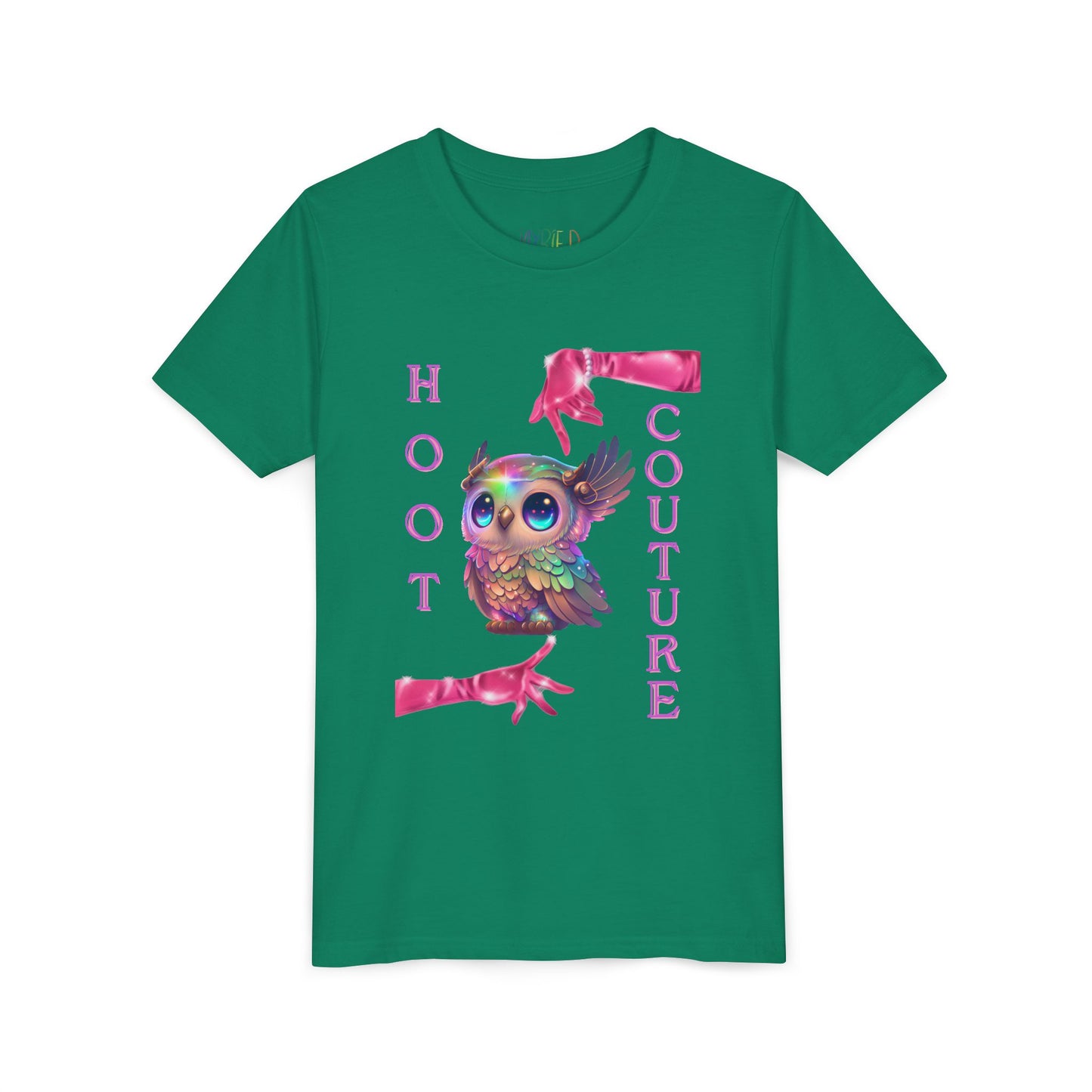 Youth Hoot Couture T-Shirt – Rainbow Owl Fashion Tee for Bold & Creative Kids