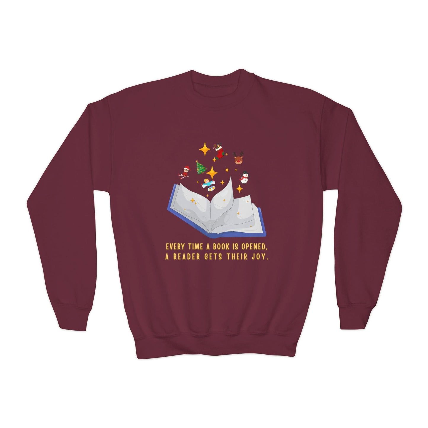 Youth Every Time a Book Is Opened Sweatshirt â€“ Holiday Reading Joy Design Printify