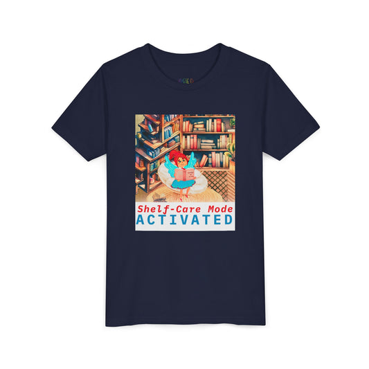 Youth Shelf-Care Mode Activated Youth Tee – Recharge with a Good Book