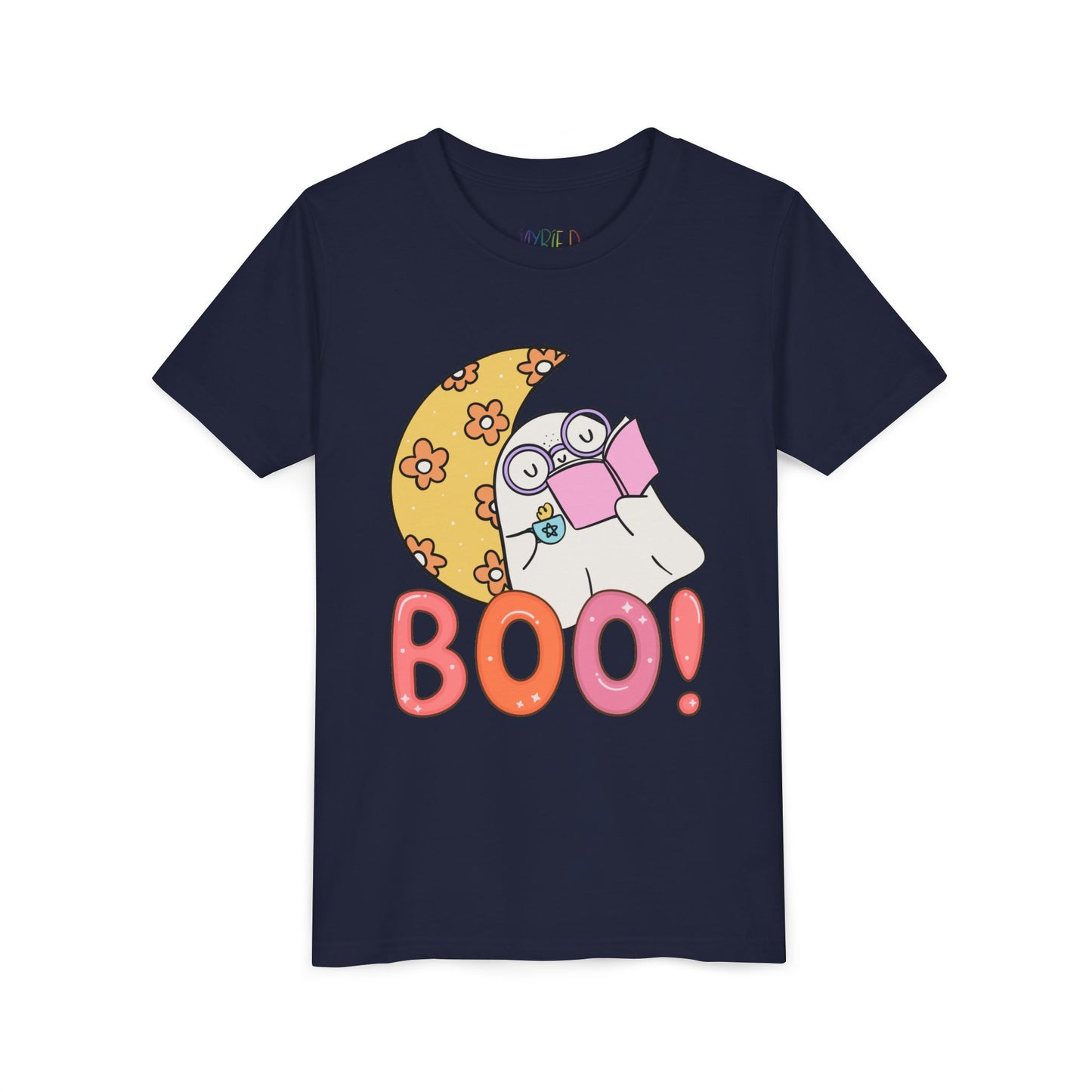 Youth Halloween "Boo!" Ghost Reader Tee – Spooky Cute Bookish Shirt
