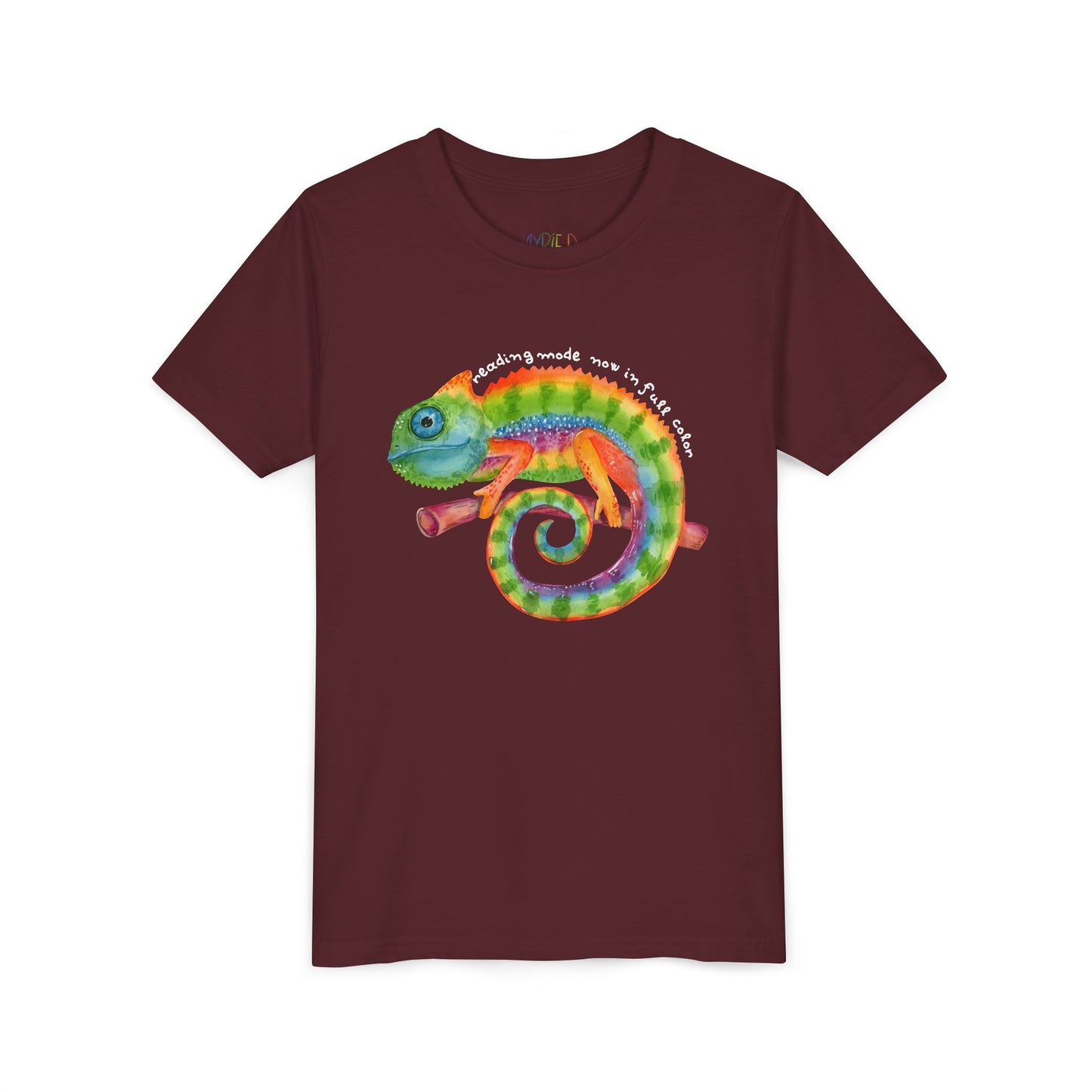 Youth Reading Mode: Now in Full Color Tee – Colorful Chameleon Shirt for Curious Kids