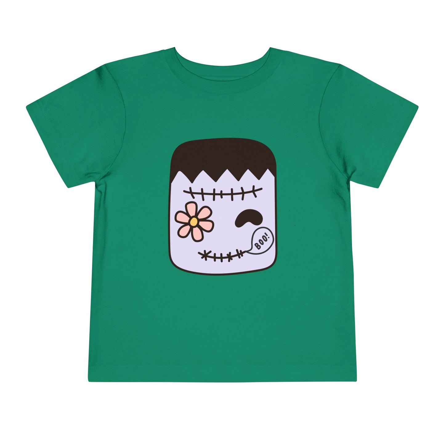 Toddler T-Shirt – Cute Boo Frankenstein Design, Halloween Toddler Tee