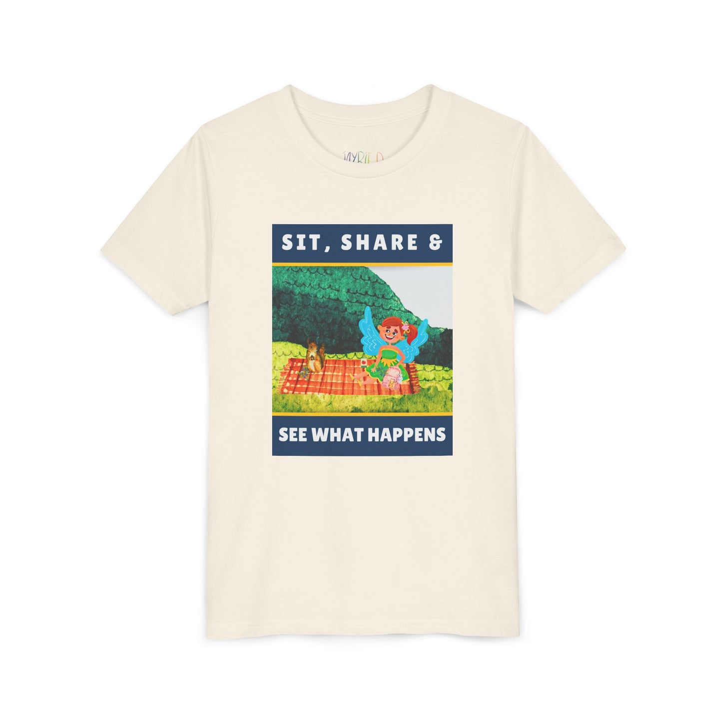 Youth Sit, Share & See What Happens Tee – Wholesome T-Shirt for Kind-Hearted Kids, Nature Lovers & Budding Friends