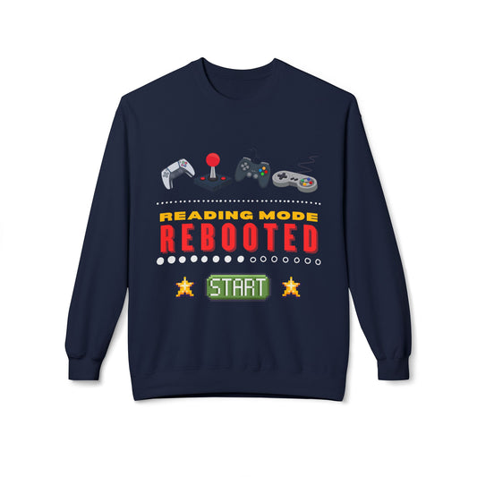 Teen/Adult Unisex Reading Mode Rebooted Sweatshirt – Gamer-Inspired Motivation for Readers