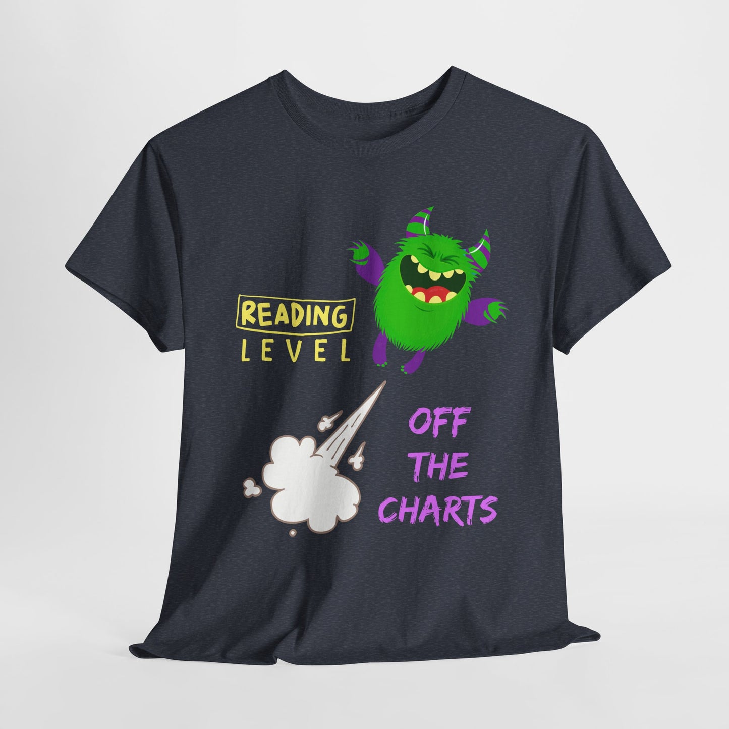 Teen/Adult Unisex Reading Level Off the Charts – Bold Bookish Monster Tee