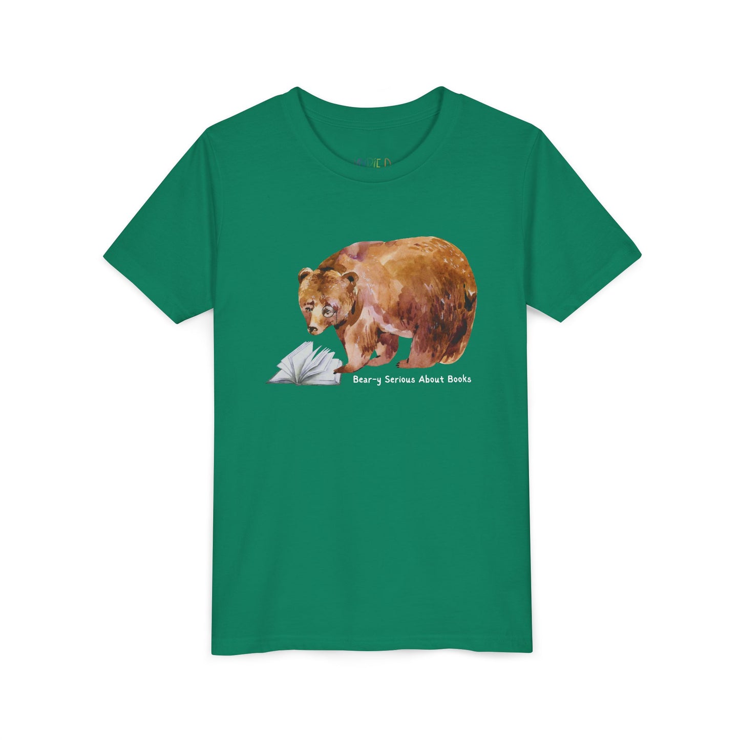 Youth Bear-y Serious About Books Tee – Funny Bear Shirt for Book-Loving Kids