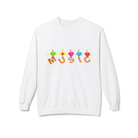 Teen/Adult Unisex Music Sweatshirt – Colorful Heartstring Design for Musicians and Music Lovers