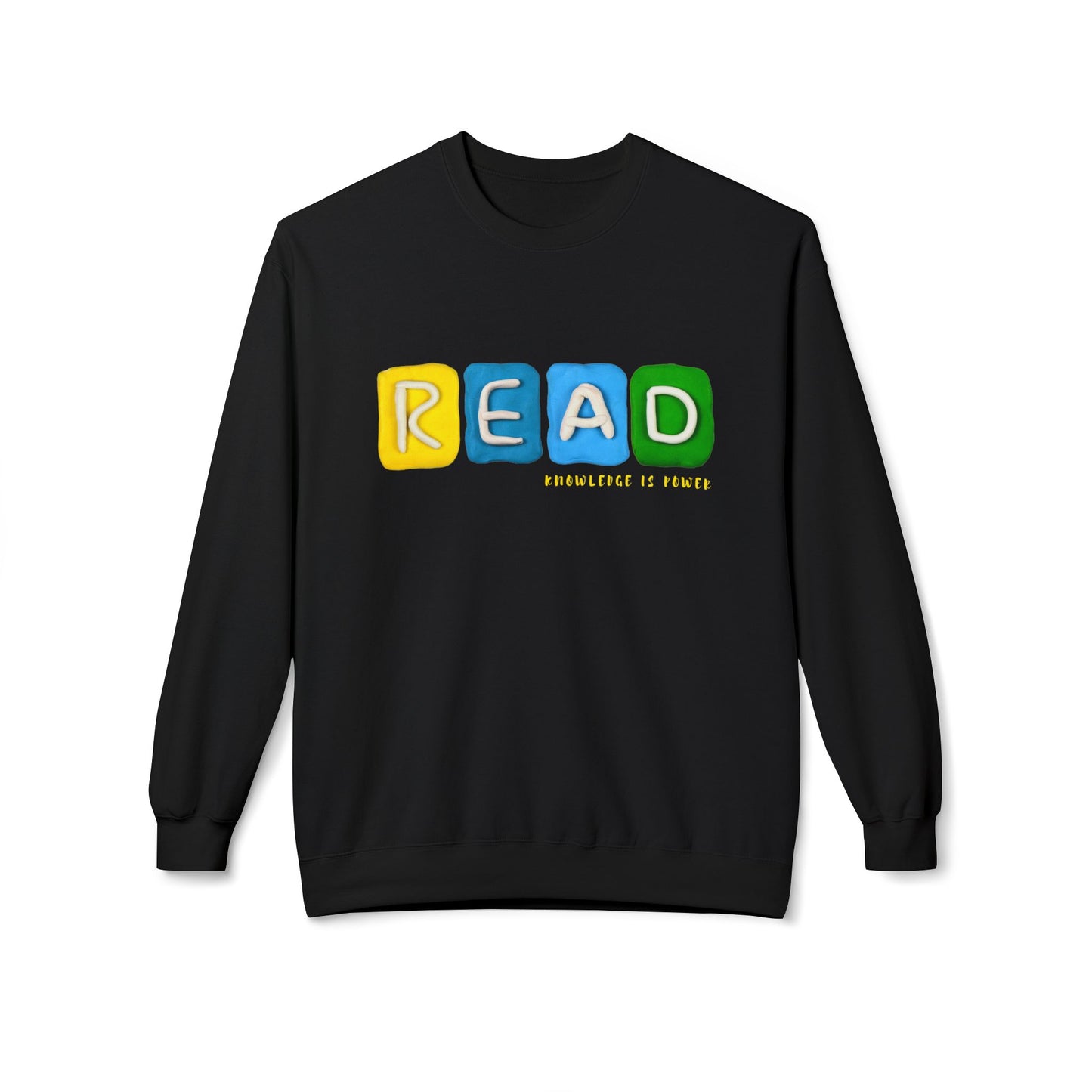 Teen/Adult Unisex READ Knowledge Is Power Sweatshirt, Colorful Literacy-Inspired Design