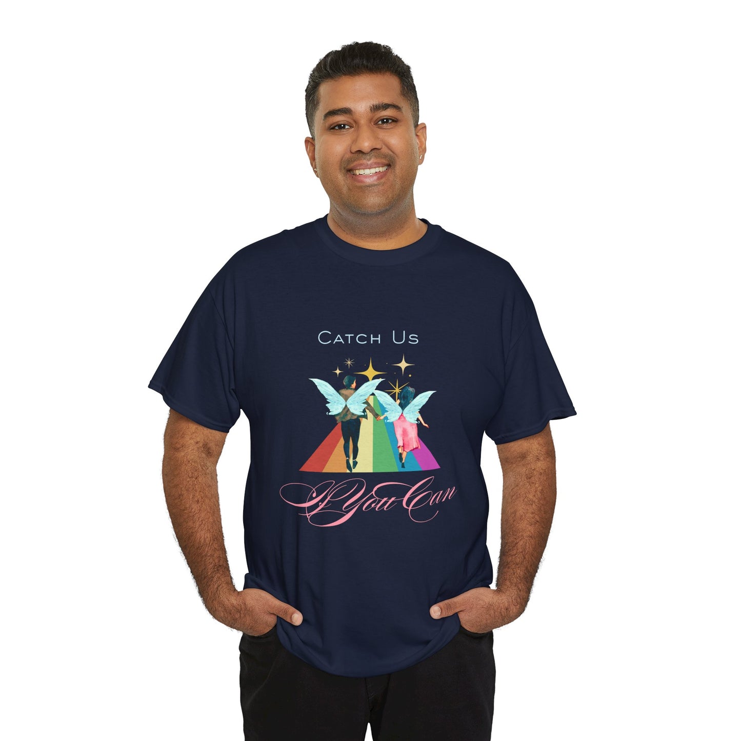 Teen/Adult Unisex Catch Us If You Can Playful Couples T-Shirt, Wedding Weekend or Everyday Adventure Apparel