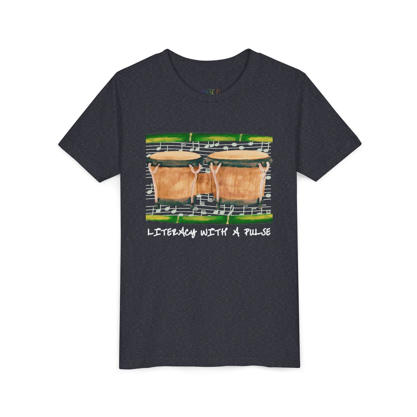 Youth Literacy With a Pulse Tee – Bongo Drum Shirt for Rhythm-Loving Readers