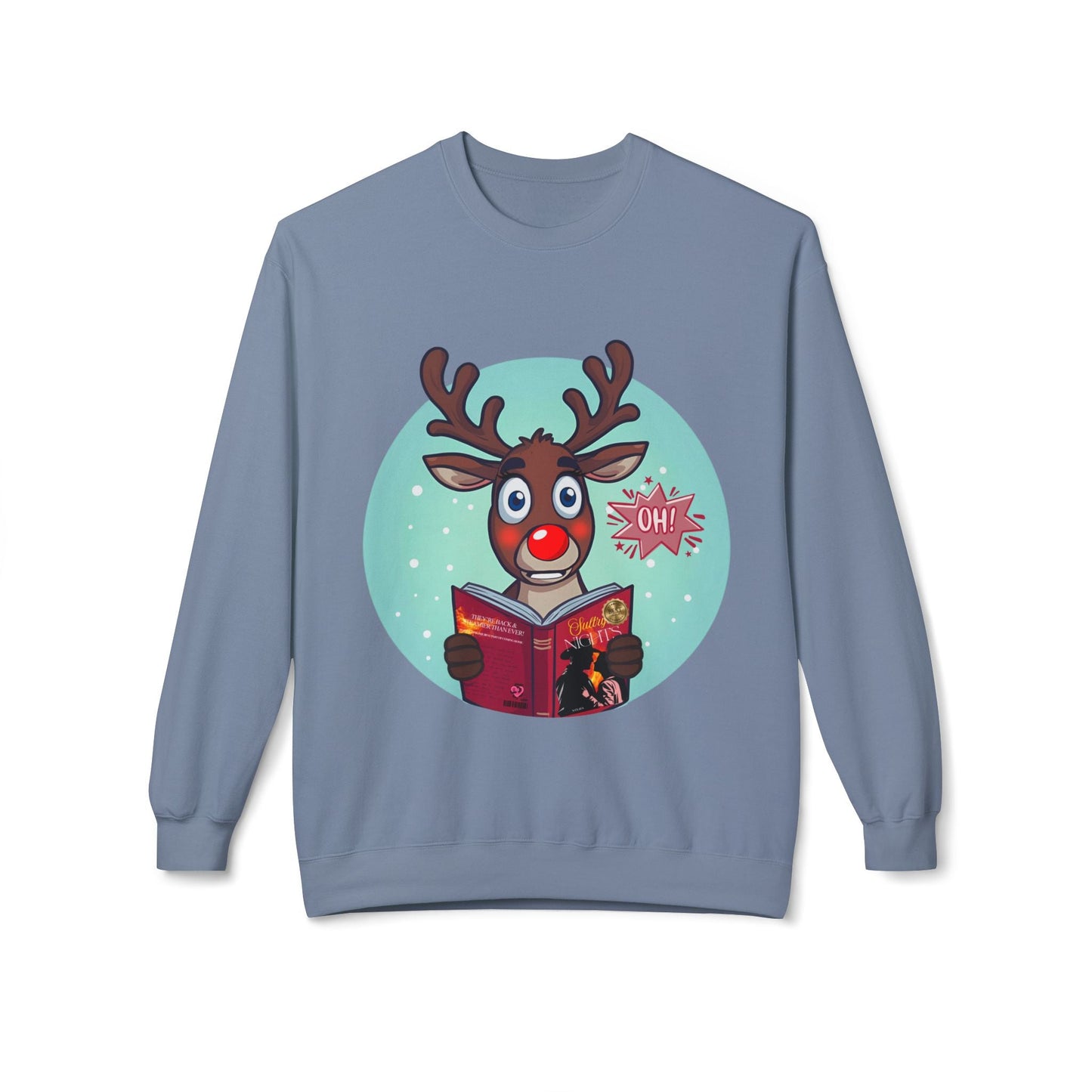 Teen/Adult Unisex Rudolphâ€™s Spicy Read Sweatshirt â€“ Funny RisquÃ© Holiday Book Design Printify