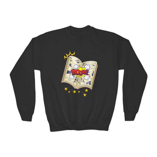 Youth Comic Book “BOOM!” Sweatshirt – Fun Reading Design for Creative Kids
