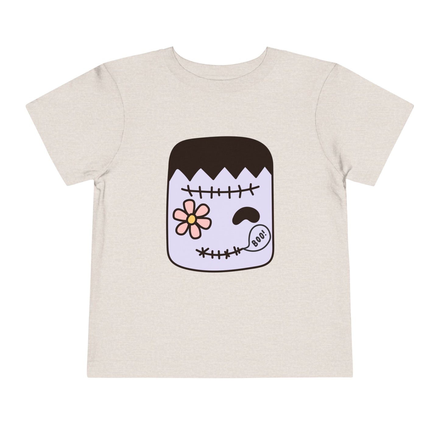 Toddler T-Shirt – Cute Boo Frankenstein Design, Halloween Toddler Tee
