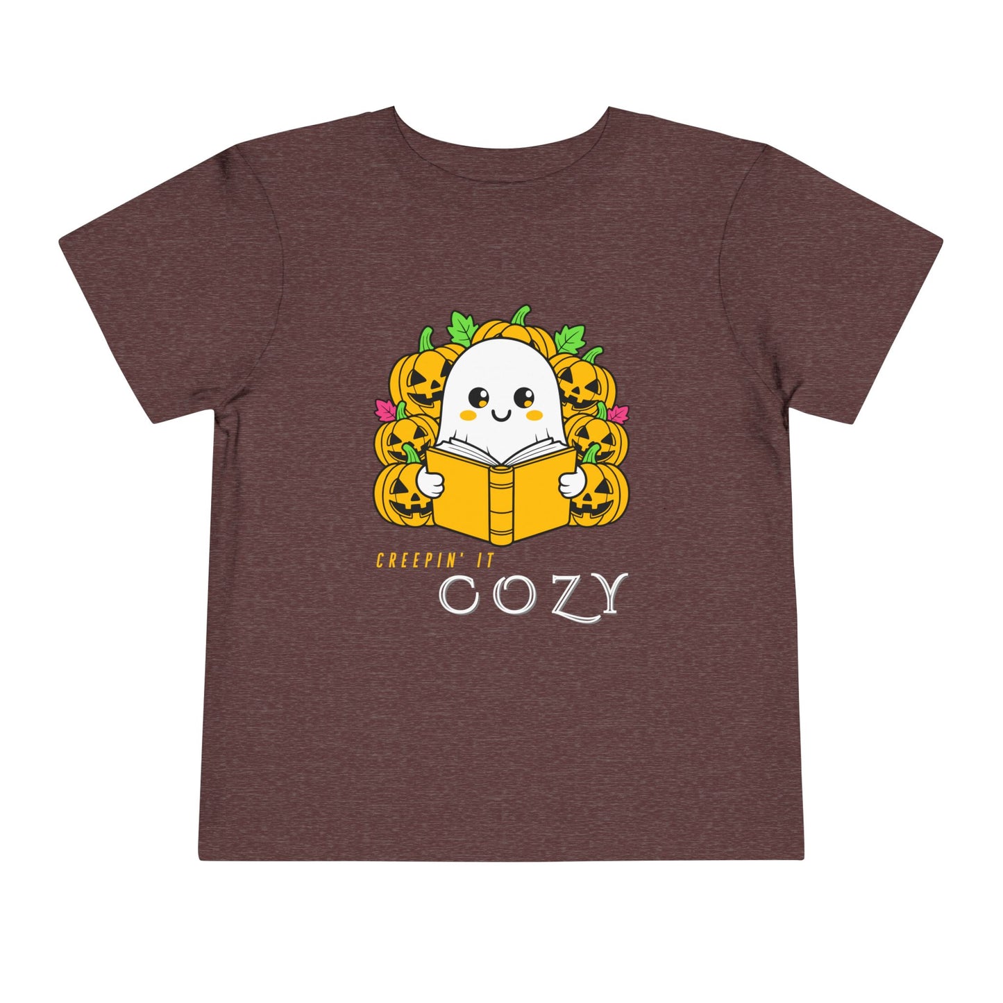 Toddler Creepin’ It Cozy Tee – Cute Halloween Ghost & Pumpkins Reading Shirt