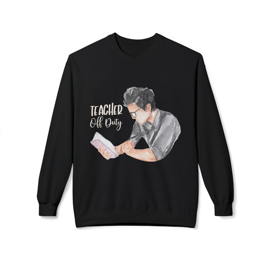 Teen/Adult Unisex Teacher Off Duty Sweatshirt – Book Lover Watercolor Crewneck