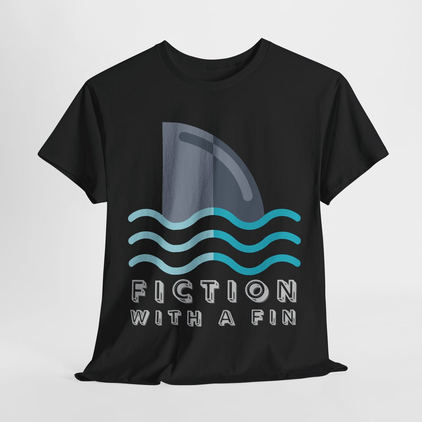 Teen/Adult Unisex Fiction With a Fin Tee – Shark-Themed Reading Shirt for Ocean-Loving Bookworms