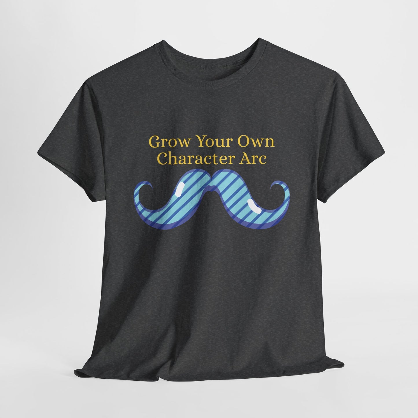 Teen/Adult Unisex Grow Your Own Character Arc Tee – Punny Pick for Writers, Readers & Mustache Enthusiasts