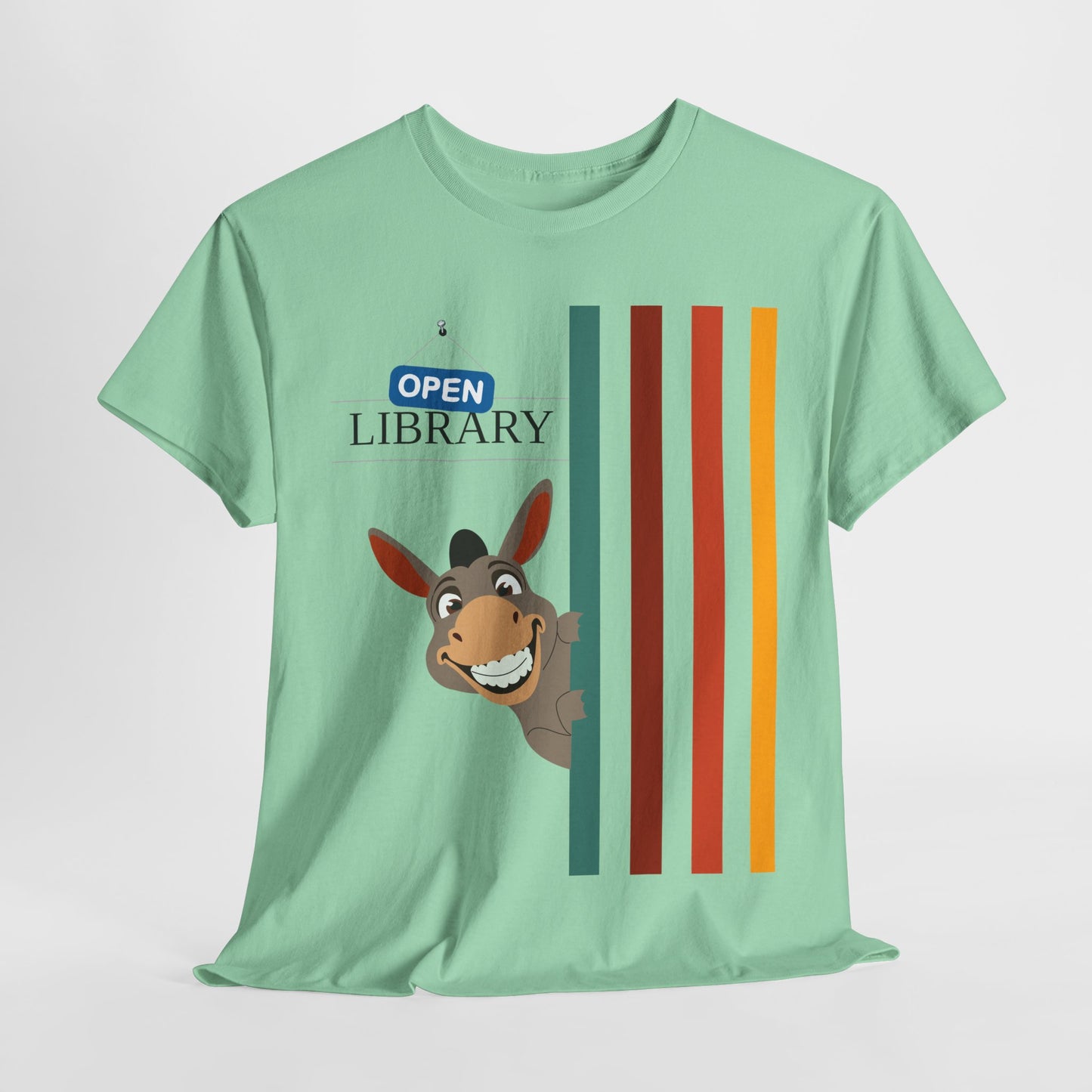 Teen/Adult Unisex Donkey Dell “Open Library” T-Shirt – Fun Literacy & Reading Graphic Tee