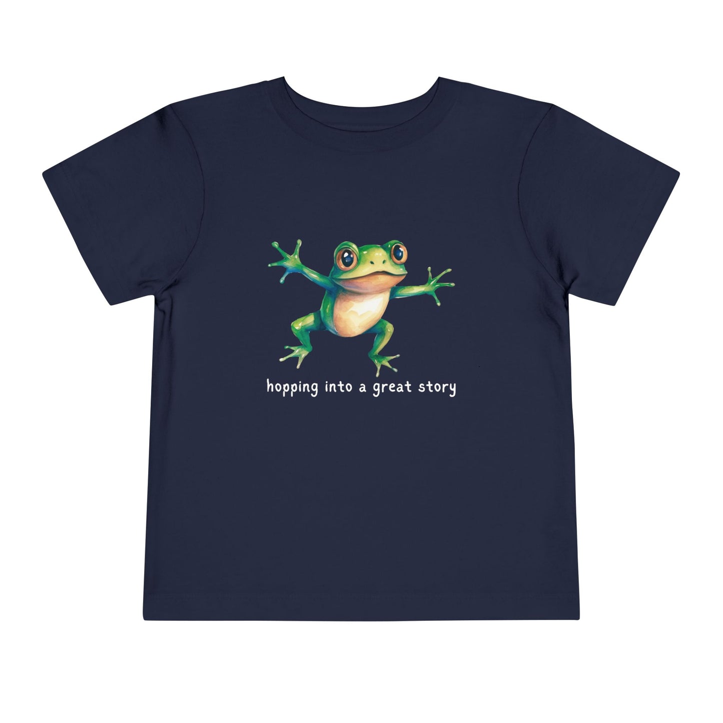 Toddler Hopping Into a Great Story Tee – Fun Gift for Curious Readers