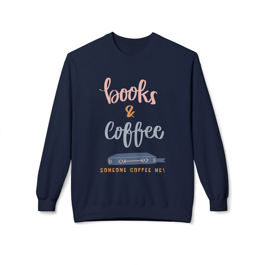 Teen/Adult Unisex Books & Coffee Sweatshirt – Funny Reader Gift for Caffeine-Loving Bookworms