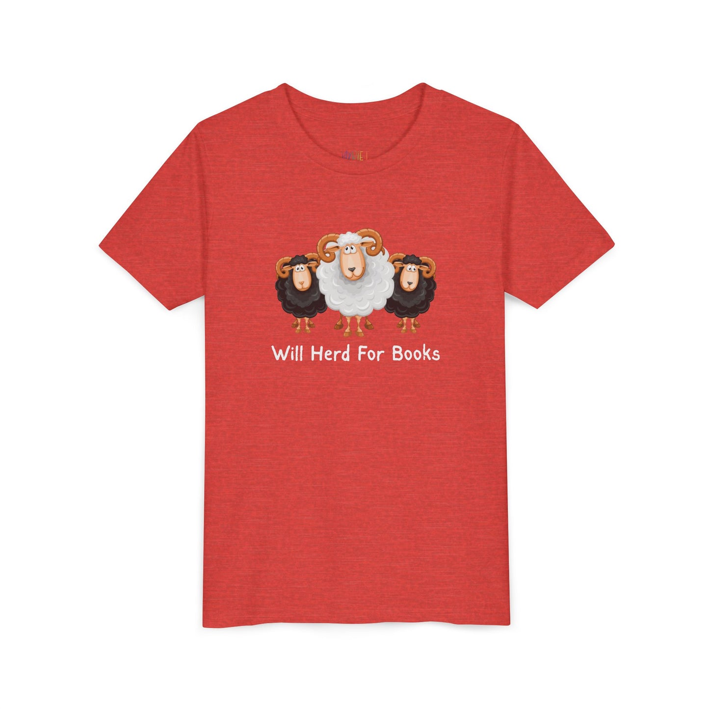 Youth Will Herd for Books T-Shirt – Funny Sheep Tee for Young Book Wranglers